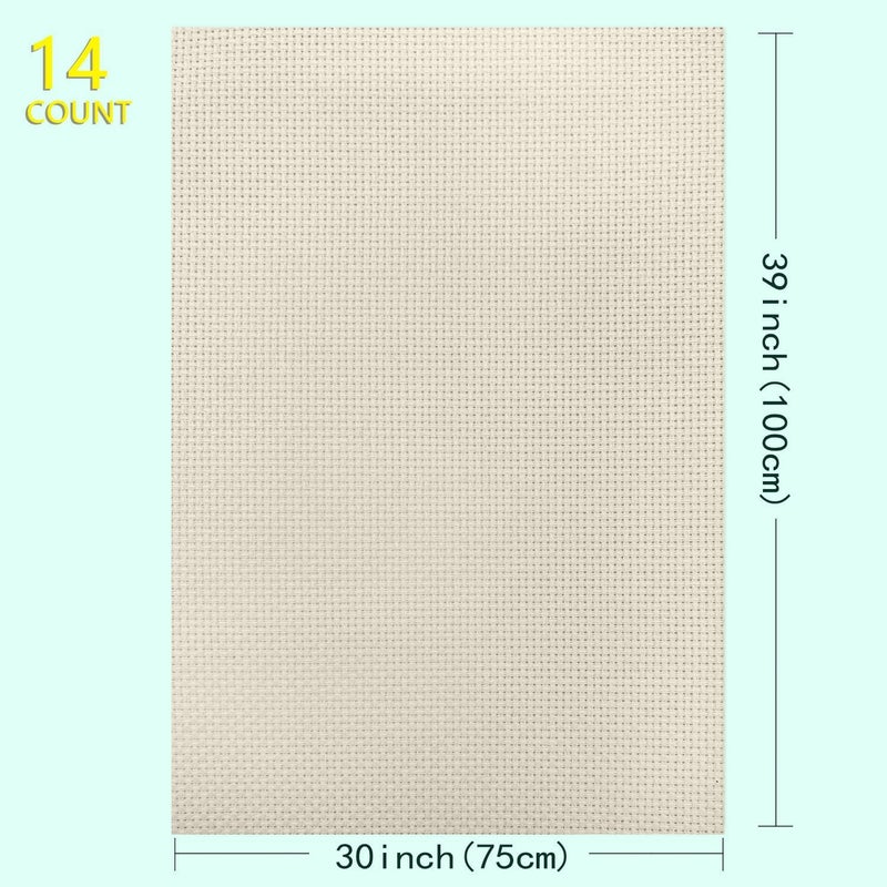 Zhenqing Aida Cloth 14 Count Cross Stitch Fabric Cross Stitch Aida Cloth for Embroidery and Needlework (Khaki, 30 * 39inch) - Image 2